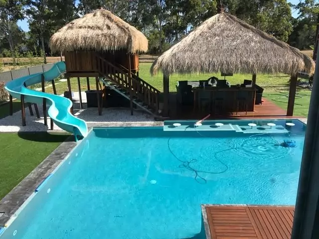 AquaSplash winding from a raised area into a pool
